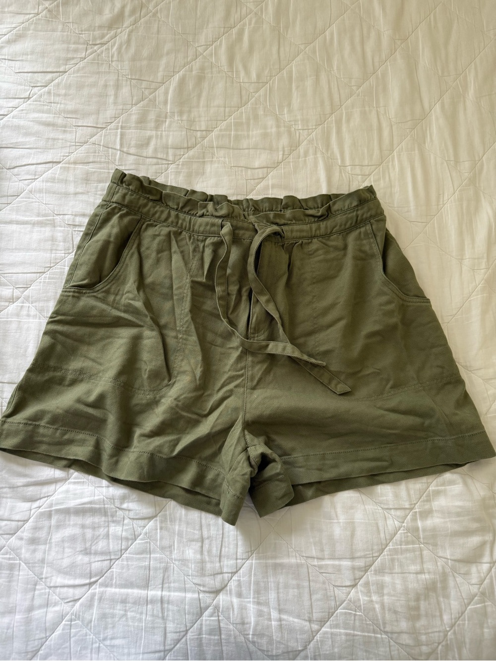 Old Navy Olive Green High-Waist Drawstring Shorts